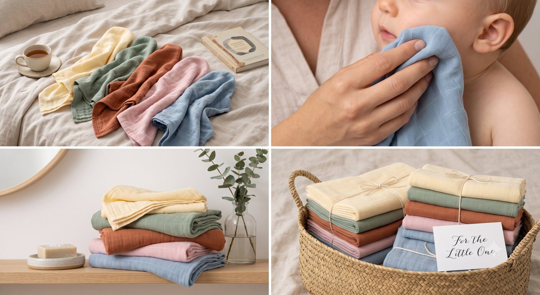 Folded muslin gifting bundle
