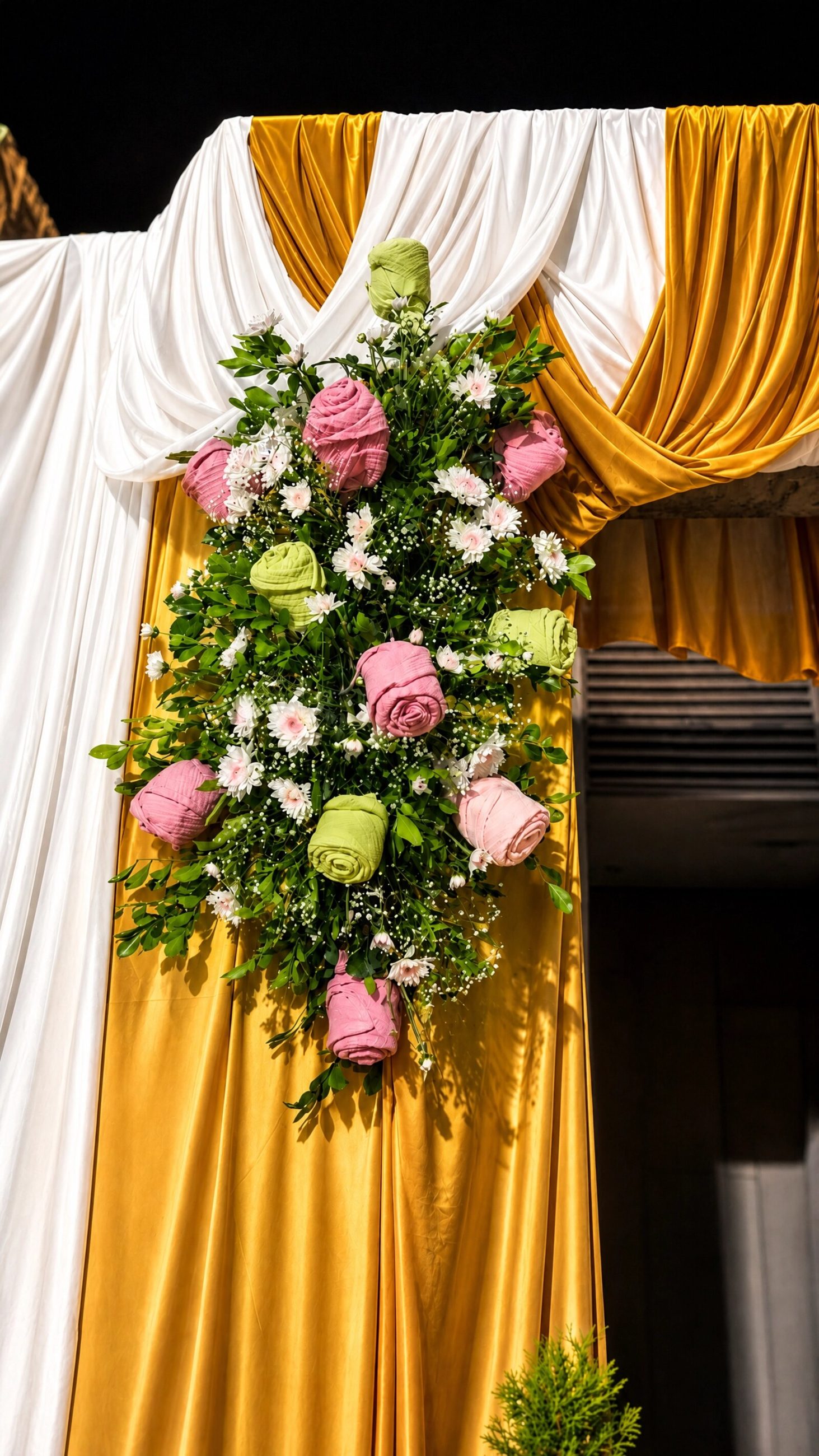 Towel-flower ceremony décor